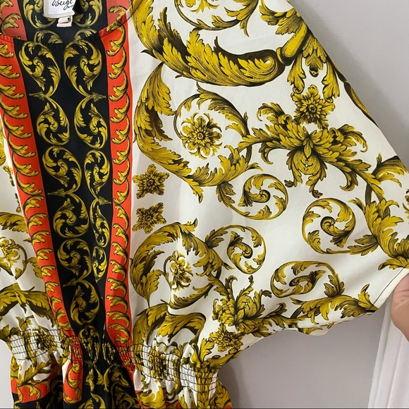 Beige by eci Printed Dolman Batwing Sleeve Blouse with Elastic Waist - Picture 5 of 6